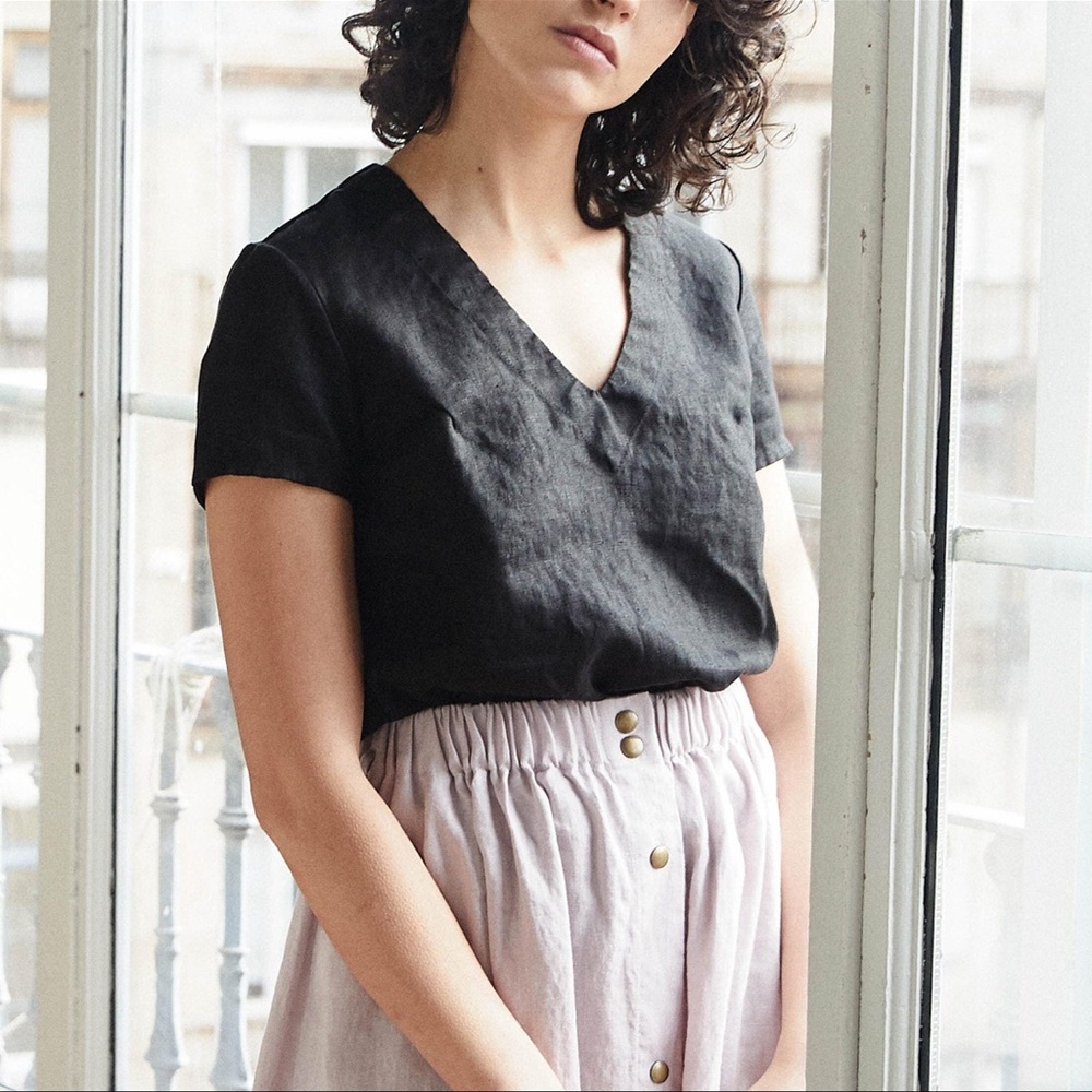 Notperfectlinen Zurich Tee in Deepest Black (M)